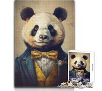 Jigsaw Puzzles 1000 Piece for Teenagers Mr Dapper Panda Bear Toys Educational Games But Fun And Humorous Art Work Gift Size 38x52cm