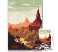 Jigsaw Puzzles 1000 Piece for Teenagers Myanmar Sunset Cozy And Calming Leisure Fun Seamless Fit High Precision Toy Size 38x26cm