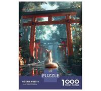 Jigsaw Puzzles 1000 Piece for Teenagers Mystic Kitsune Fox Torii Jigsaw Puzzle Relaxing Games Wall Decoration Gifts for Friends And Family 70x50cm/1000pcs