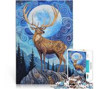 Jigsaw Puzzles 1000 Piece for teenagers Mystical Deer Under Starry Sky Schwierig Schwer Wichtelgeschenke75x50cm