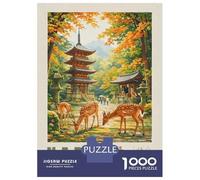 Jigsaw Puzzles 1000 Piece for Teenagers Nara Japan Autumn Pagoda And Deer Jigsaw Puzzle Fun Games Perfect Decoration Gifts for Friends And Family 52x38cm/1000pcs