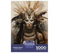 Jigsaw Puzzles 1000 Piece for Teenagers Native American Warrior Woman Art Print Jigsaw Puzzle Fun Games Perfect Decoration Gifts for Friends And Family 38x26cm/1000pcs