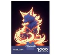 Jigsaw Puzzles 1000 Piece for Teenagers Neon Fire Kitsune Fox Adult Puzzles Relaxing Games Pattern Assembly Birthday Present, Gifts, 70x50cm/1000pcs
