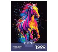 Jigsaw Puzzles 1000 Piece for Teenagers Neon Horse Art Puzzle for Adults Toy Wall Decor Difficult Challenge Challenging To Complete 70x50cm/1000pcs