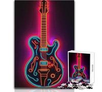 Jigsaw Puzzles 1000 Piece for Teenagers Neon Licks Rock Guitar Toy Intellectual Game Staycation Kill Time Secret Santa Gifts Size 38x52cm