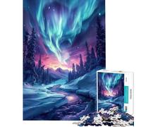 Jigsaw Puzzles 1000 Piece for Teenagers Neon Northern Lights Help The Brain Exercise Home Art Decor Practical Game for Ages 14 And over (38x26cm)