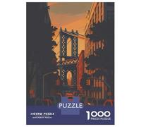 Jigsaw Puzzles 1000 Piece for Teenagers New York Cityscape with Manhattan Bridge Jigsaws for Adults Anti-Stress Toys For Family Fun Gifts for Friends And Family 38x26cm/1000pcs