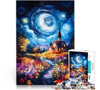 Jigsaw Puzzles 1000 Piece for teenagers Night Sky Church Painting Entspannungsspiele Tolle Geschenke und Spielzeuge38x26cm