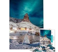 Jigsaw Puzzles 1000 Piece for Teenagers Northern Lights over Mount Help The Brain Exercise For Family Fun Fun Games Suitable for Ages 14 And Up (38x52cm)