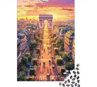 Jigsaw Puzzles 1000 Piece for Teenagers Paris Arc De Triomphe Sunset Jigsaw Puzzle Relaxing Games Wall Decoration Gifts for Friends And Family 38x26cm/1000pcs