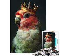 Jigsaw Puzzles 1000 Piece for Teenagers Parrot Bird Cute King Toys Educational Games Brain Teaser Game for The Whole For Birthdays (Size 38x26cm)