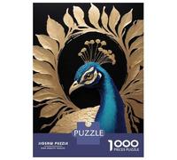Jigsaw Puzzles 1000 Piece for Teenagers Peacock with Golden Laurel Wreath Puzzle for Adults Relax Games Home Decoration Educational Challenge 70x50cm/1000pcs