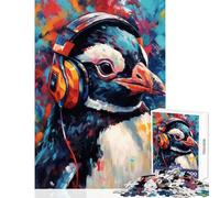 Jigsaw Puzzles 1000 Piece for Teenagers Penguin with Headphones Practical Game for The Whole Family DIY Toys Every Piece Is Unique - (26X38cm)