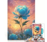 Jigsaw Puzzles 1000 Piece for Teenagers Peony Field at Sunset, Impossible Game, Parent-child Interaction, Christmas Birthday Gifts 38x52cm