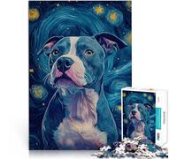 Jigsaw Puzzles 1000 Piece for teenagers Pitbull Starry Night Hands-on-Spiel denn eignet sich ideal als Geschenk für die ganze Familie50x70cm