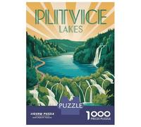 Jigsaw Puzzles 1000 Piece for Teenagers Plitvice Lakes Vintage Travel Jigsaw Puzzle Fun Games Perfect Decoration Gifts for Friends And Family 52x38cm/1000pcs