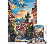 Jigsaw Puzzles 1000 Piece for Teenagers Prague Cityscape Fun Group Bonding Activity Indoors Memorable Festive Present Option (50x75cm)