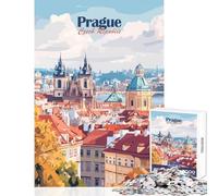Jigsaw Puzzles 1000 Piece for Teenagers Prague Cityscape Fun Group Bonding Activity Indoors Memorable Festive Present Option (38x26cm)