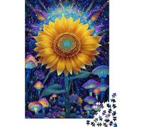 Jigsaw Puzzles 1000 Piece for Teenagers Psychedelic Sunflower Art Print Puzzles for Adults Fun Games Analysis And Logic Educational Challenge 52x38cm/1000pcs