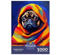 Jigsaw Puzzles 1000 Piece for Teenagers Pug Blanket Cute Pixel Art Jigsaw Relax Games But Fun And Humorous Birthday Present, Gifts, 38x26cm/1000pcs