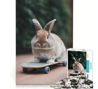 Jigsaw Puzzles 1000 Piece for Teenagers Rabbit Is Skateboarding Impossible Game Parent-child Interaction Christmas Birthday Gifts 50x75cm