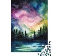 Jigsaw Puzzles 1000 Piece for Teenagers Rainbow Sky Watercolor Print Teenager Puzzles Hands-on Game Improve Memory Gifts for Friends And Family 52x38cm/1000pcs