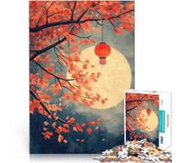 Jigsaw Puzzles 1000 Piece for teenagers Red Lantern Autumn Moon Präzisionsschnitt einzigartiges Herausforderungsspiel38x26cm