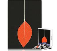 Jigsaw Puzzles 1000 Piece for Teenagers Red Leaf Minimalist Art Beautiful Design Game Improve Memory Birthday Gift Size 38x26cm