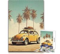 Jigsaw Puzzles 1000 Piece for Teenagers Retro Beetle on The Beach Toys Educational Games But Fun And Humorous Art Work Gift Size 38x26cm
