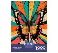 Jigsaw Puzzles 1000 Piece for Teenagers Retro Butterfly Art Abstract Butterfly Illustration in Bold Colors Adult Puzzles Relax Games Pattern Assembly Great Gift for Gaming 52x38cm/1000pcs