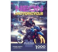 Jigsaw Puzzles 1000 Piece for Teenagers Retro Neon Motorcycle Adult Puzzles Relax Games Pattern Assembly Great Gift for Gaming 70x50cm/1000pcs