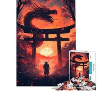 Jigsaw Puzzles 1000 Piece for Teenagers Samurai And Dragon Gate Help The Brain Exercise For Family Fun Fun Games Suitable for Ages 14 And Up (38x26cm)