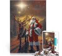Jigsaw Puzzles 1000 Piece for teenagers Santa and Reindeer in Snowy Land game 26x38cm is ideal as gifts for the whole family for ages 14+
