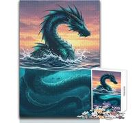 Jigsaw Puzzles 1000 Piece for Teenagers Sea Serpent Emerging from The Ocean Cozy And Calming Leisure Fun Seamless Fit High Precision Toy Size 38x52cm