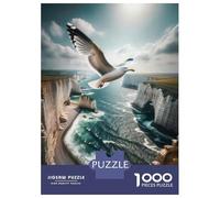 Jigsaw Puzzles 1000 Piece for Teenagers Seagull Flying Over Ocean Cliffs Jigsaw Puzzle Fun Games Perfect Decoration Gifts for Friends And Family 38x26cm/1000pcs
