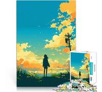 Jigsaw Puzzles 1000 Piece for teenagers Silhouette Girl Sunset Hands-on-Spiel Geburtstagsgeschenk, Geschenke, Wandkunst38x26cm