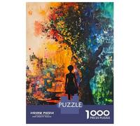 Jigsaw Puzzles 1000 Piece for Teenagers Silhouette of A Woman in A Colorful Forest Jigsaw Puzzle Relaxing Games Wall Decoration Gifts for Friends And Family 70x50cm/1000pcs