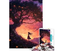 Jigsaw Puzzles 1000 Piece for Teenagers Silhouette Under A Magical Tree Difficult And Challenge Home Decoration Relaxing Games for And 14 Years And over (38X52cm)