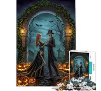 Jigsaw Puzzles 1000 Piece for Teenagers Skeletal Couple Dancing in Halloween Graveyard Puzzle for Adults Family Games A Work of Art Challenging To Complete (Size 50x75cm)