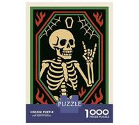 Jigsaw Puzzles 1000 Piece for Teenagers Skeleton Rock On Illustration Teenager Puzzles Hands-on Game Wall Decoration Challenging To Complete 52x38cm/1000pcs