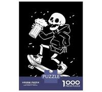 Jigsaw Puzzles 1000 Piece for Teenagers Skeleton Skateboarder with Beer Jigsaws for Adults Anti-Stress Toys For Family Fun Gifts for Friends And Family 52x38cm/1000pcs
