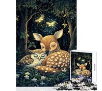 Jigsaw Puzzles 1000 Piece for Teenagers Sleeping Deer And Owl Practical Game for The Whole Family DIY Toys Every Piece Is Unique - (52X38cm)