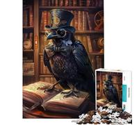 Jigsaw Puzzles 1000 Piece for Teenagers Smart Raven Book Library Toys Educational Games Brain Teaser Game for The Whole For Birthdays (Size 38x52cm)
