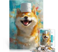 Jigsaw Puzzles 1000 Piece for teenagers Smiling Shiba Inu with Toilet Paper Hat Quizspiel Wichtelgeschenke50x70cm
