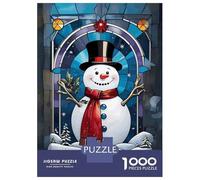 Jigsaw Puzzles 1000 Piece for Teenagers Smiling Snowman in Stained Glass Puzzles for Adults Fun Games Analysis And Logic Educational Challenge 70x50cm/1000pcs