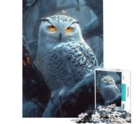 Jigsaw Puzzles 1000 Piece for Teenagers Snowy Owl in Winter Forest Help The Brain Exercise Home Art Decor Practical Game for Ages 14 And over (50x75cm)