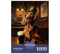 Jigsaw Puzzles 1000 Piece for Teenagers St. Patrick’s Day Irish Setter in A Pub Puzzles for Adults Anti-Stress Toys Analysis And Logic Birthday Present, Gifts, 52x38cm/1000pcs