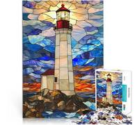 Jigsaw Puzzles 1000 Piece for teenagers Stained Glass Lighthouse DIY-Spielzeug Geburtstagsgeschenk, Geschenke, Wandkunst75x50cm