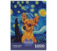 Jigsaw Puzzles 1000 Piece for Teenagers Starry Night Chihuahua Adult Puzzles Hands-on Game Perfect Decoration Great Gift for Gaming 70x50cm/1000pcs