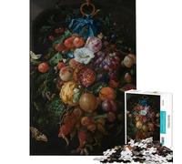 Jigsaw Puzzles 1000 Piece for Teenagers Still Life with Fruit And Flowers Fun at Home Activities, For Family Fun Impossible Game for 14+ Puzzle Game Offered (50x75cm)